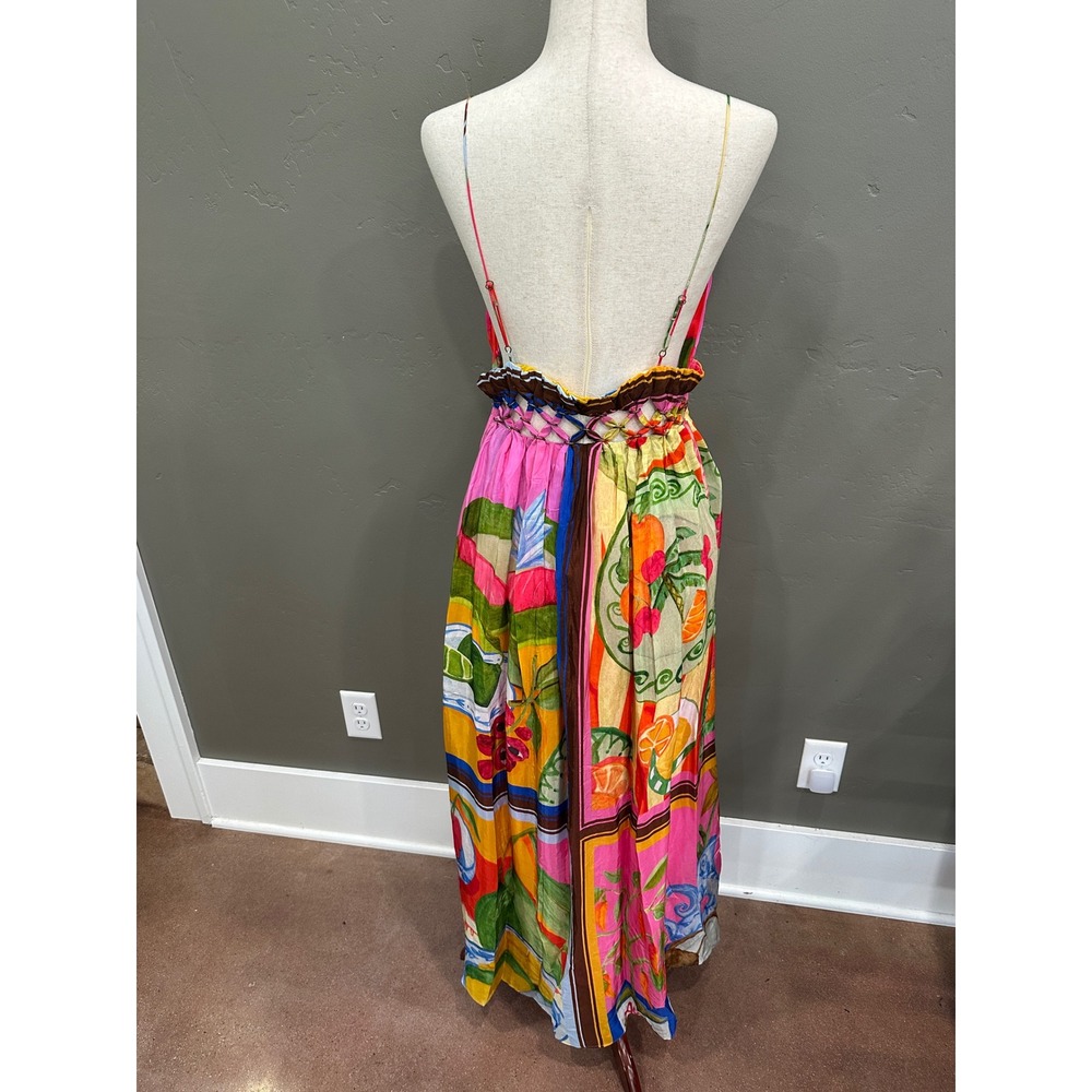 NWT FARM Rio Summer Picnic Macrame Yoke Maxi Dress M Tropical Boho - Picture 4 of 16